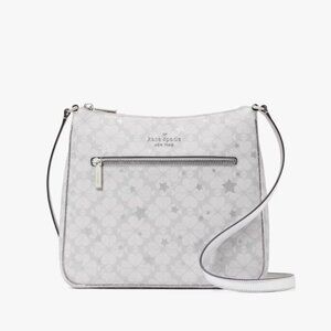 NWT Kate Spade - Spade Flower Star Toss Large Swingpack Crossbody Platinum Grey